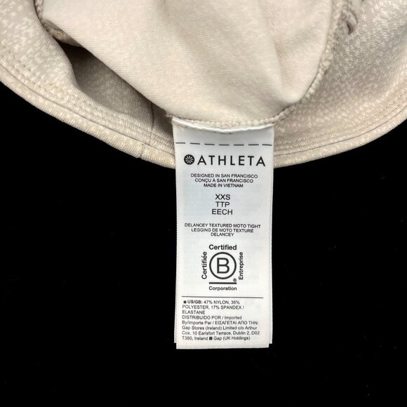 Athleta Delancey Textured moto tight Pant Legging Womens XXS Beige Zip Ankle - Picture 6 of 6